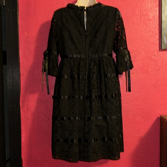 Betsey Johnson black lace and ribbon Babydoll dress. Sz 8. - Picture 8 of 17